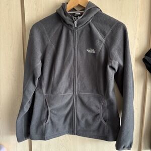The North Face Hooded Fleece Jacket Womens Medium Gray Fleece Full Zip Outdoor